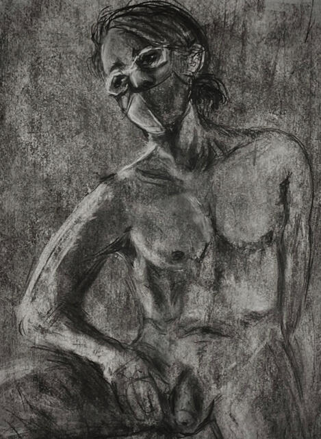 Nude Model Charcoal Drawing